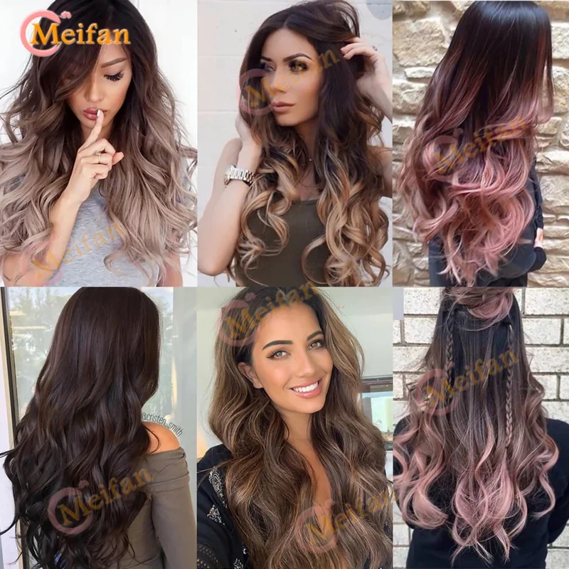 MEIFAN синтетический длинный прямой/волнистый кудрявый U-образный полупарик для