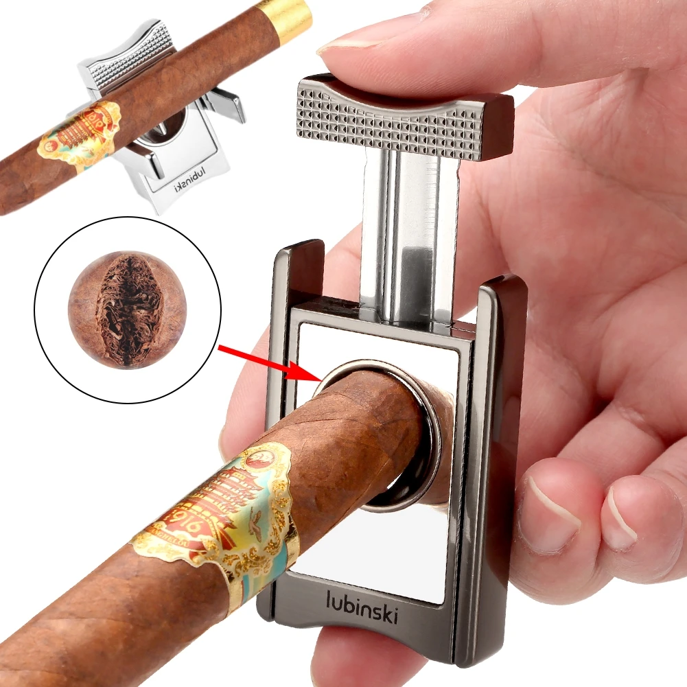 

LUBINSKI металлический острый V-образный резак для сигар многоцелевой табачный нож со складным держателем для сигар Новые приспособления для к...