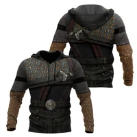 fashion viking armor tattoo 3d printed fall men unisex hoodie casual streetwear sweatshirt clothing cosplay costume zip hoodie