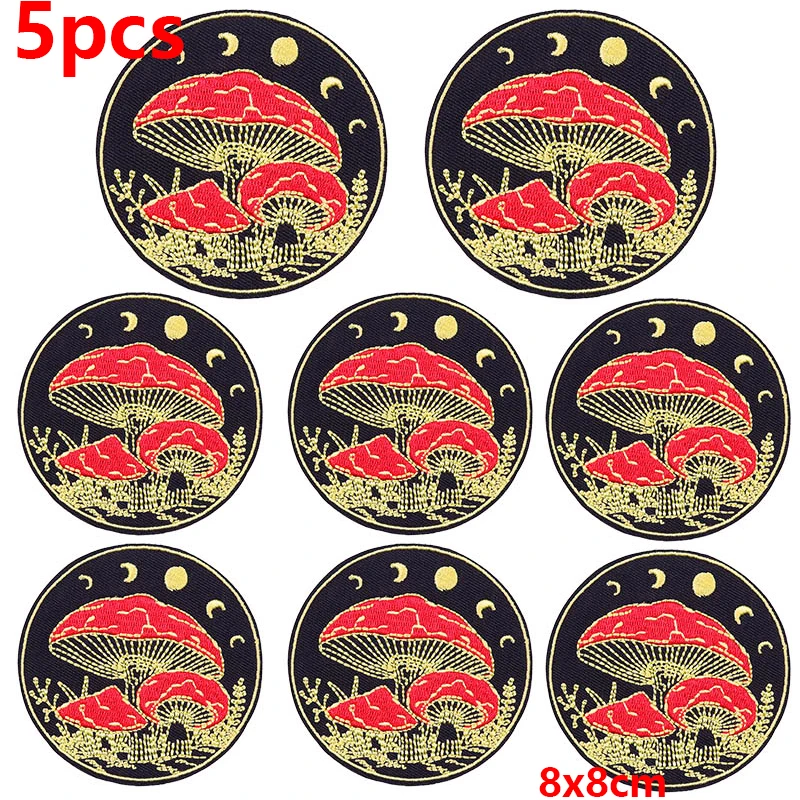 5 шт./лот нашивка с рисунком гриба уличная вышивка железные нашивки для одежды