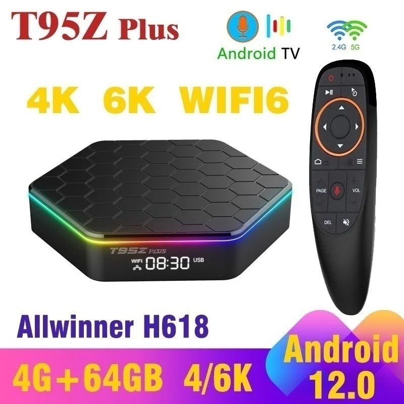 

T95Z PLUS Android 12.0 New 2022 Smart TV BOX Allwinner H618 4G 32G 64G 6K 4K 3D BT 5G Dual WIFI6 Media Player Set top BOX Sale