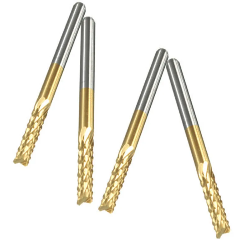 

38mm Length Titanium Coated 3.175mm Carbide Engraving Bit CNC/PCB Rotary Burrs Milling Cutter Drill Bit 10pcs router bit