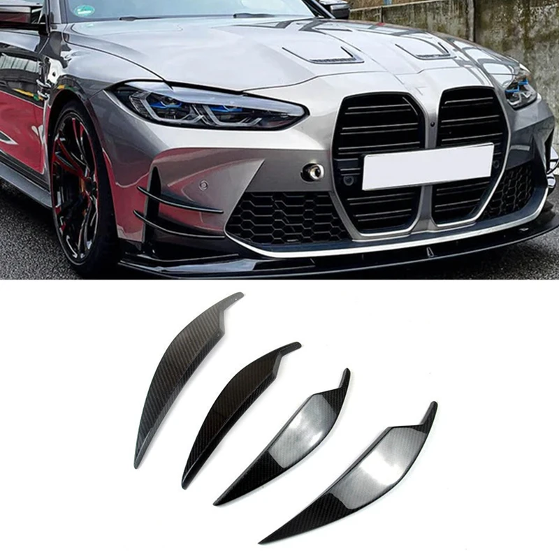 

4Pcs Real Carbon Fiber Front Bumper Side Canards Splitter Spoiler For -BMW G80 M3 G82 G83 M4 2021 2022