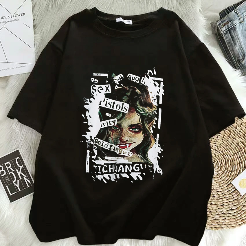 

2023 Streetwear Summer Men's T Shirt Long Hair Girl Printing TShirts Harajuku Loose T-Shirt Letter High Street Tops Y2k Tees