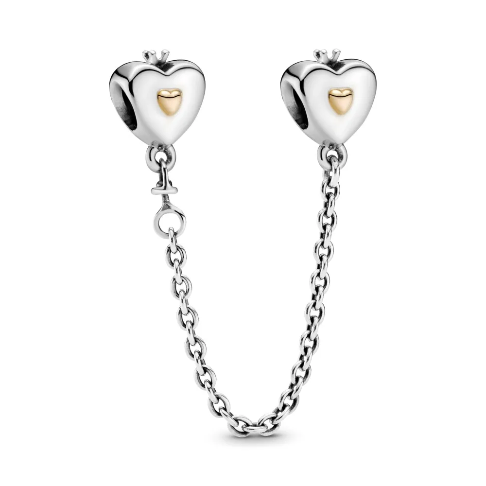

Guaranteed Quality 925 Solid Silver Moment Heart And Crown Safety Chain Charm Fit Pandora Bangle Bracelet Jewelry Accessories