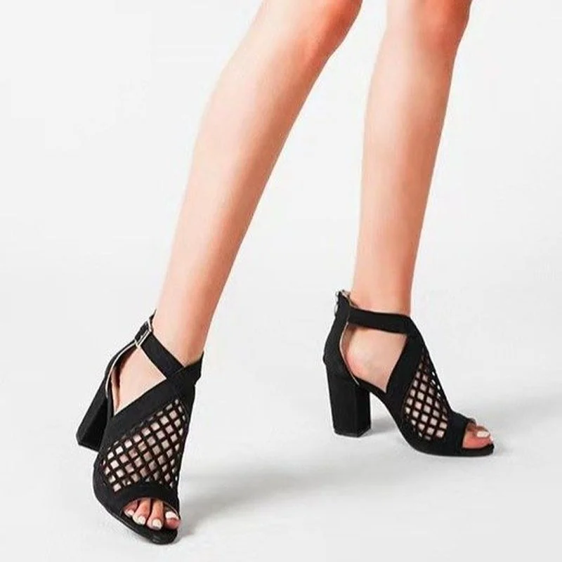 

Sandals Women Shoes Summer Heel Pumps Fashion Female Sandals Solid Color Buckle Openwork High Heel Rome Shoes Ladies Pumps 2022