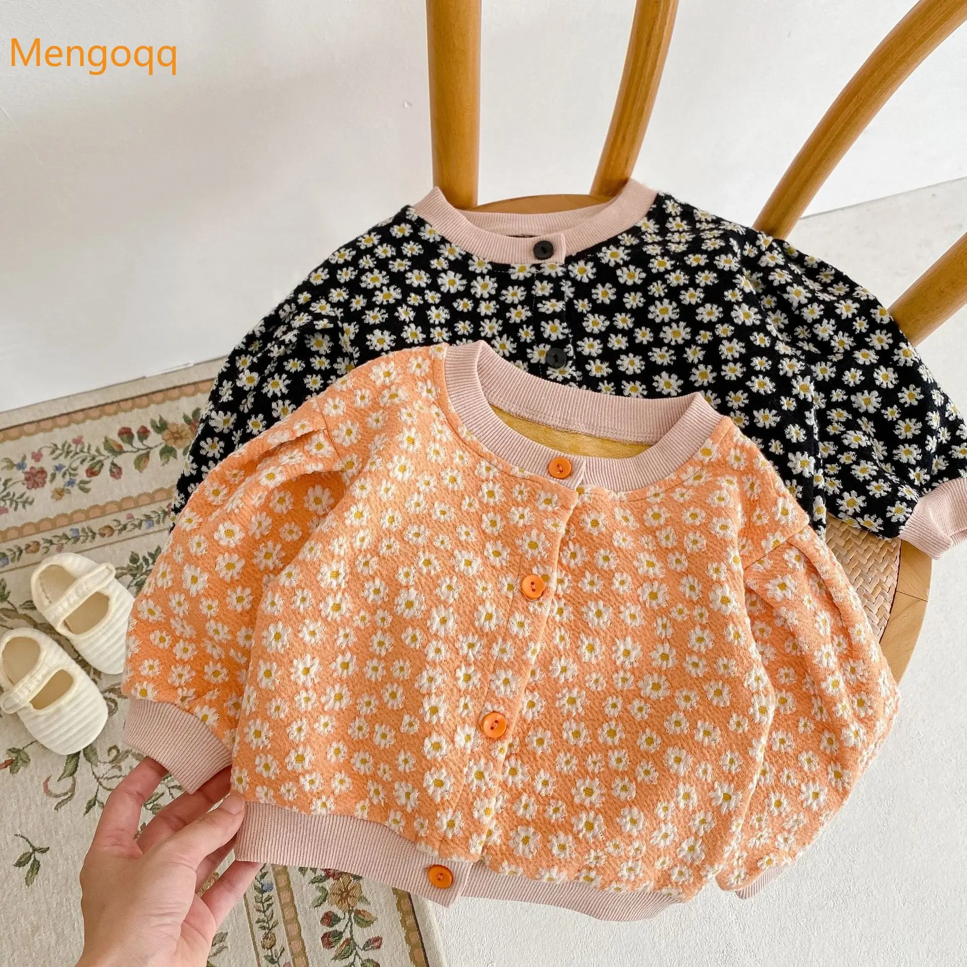 

Детский демисезонный кардиган Mengoqq с длинным рукавом и цветочным принтом для маленьких девочек, верхняя одежда для новорожденных 0-24 мес.