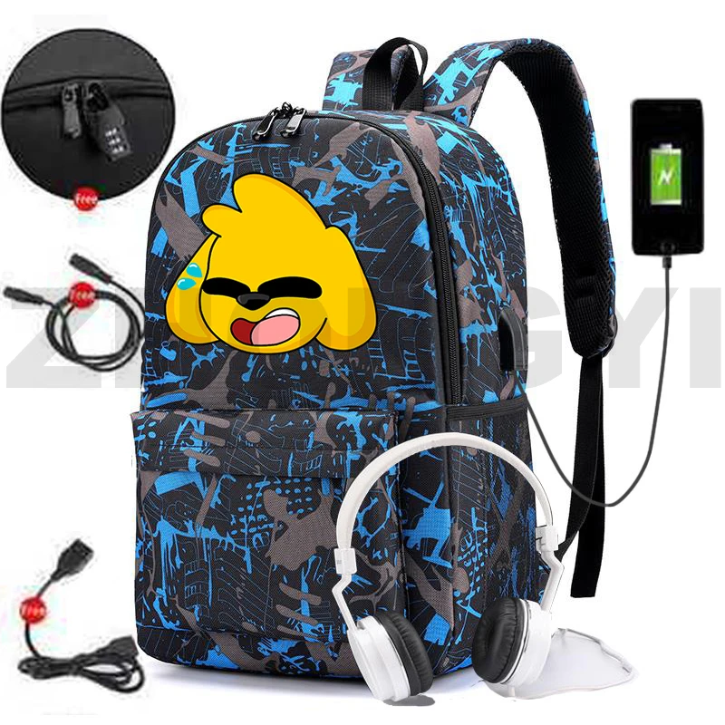 

School Backpack Girls Anime Mikecrack USB Charging Anti-theft Backpack Compadretes Laptop Travel Daypack Los Compas Mens Bookbag
