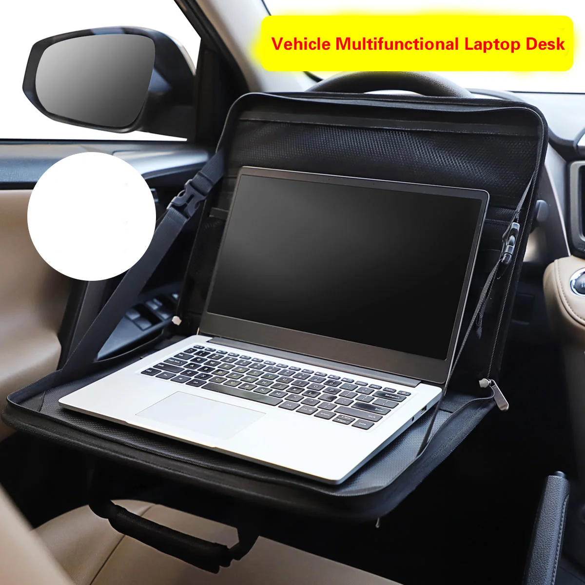 

Universal Car Work Table Holder Foldable Laptop Bag Auto Steering Wheel Multifunction Table Food Tray 36-40cm Car Accessories