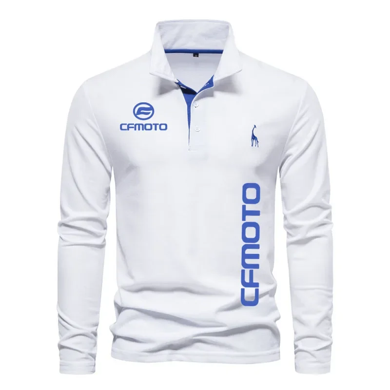 Рубашка-поло с длинным рукавом из чистого хлопка весна-осень