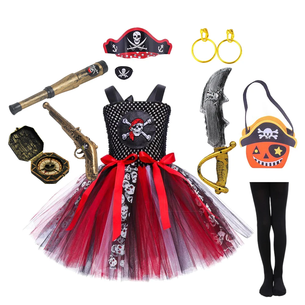 

Disney Pirates of the Caribbean Children Pirate Costumes Girls Kids Fantasia Tutu Dress Cosplay Halloween Carnival Party Costume