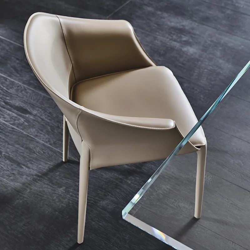 

C0249 Italian light luxury saddle chair designer model room high-end leather chair hotel club negotiation chair saddle leather d