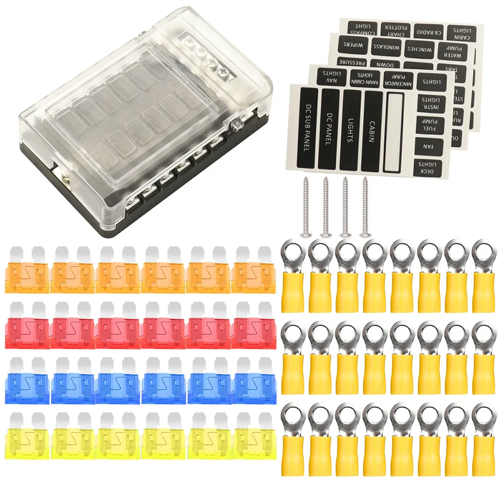 

12 Ways Fuse Box Holder with LED Warning Indicator with Fuse for Car Boat Marine