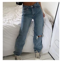 denim ripped jeans for women cargo pants women mom jean high waist jeans fashion holes thin womens baggy jeans long trousers