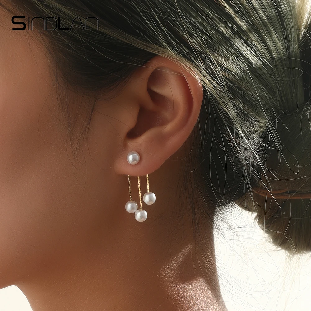 

Sindlan Vintage Pearl Gold Color Pendant Earrings for Women Boho Tassel Geometric Charms Female Kpop Jewelry Pendientes Mujer