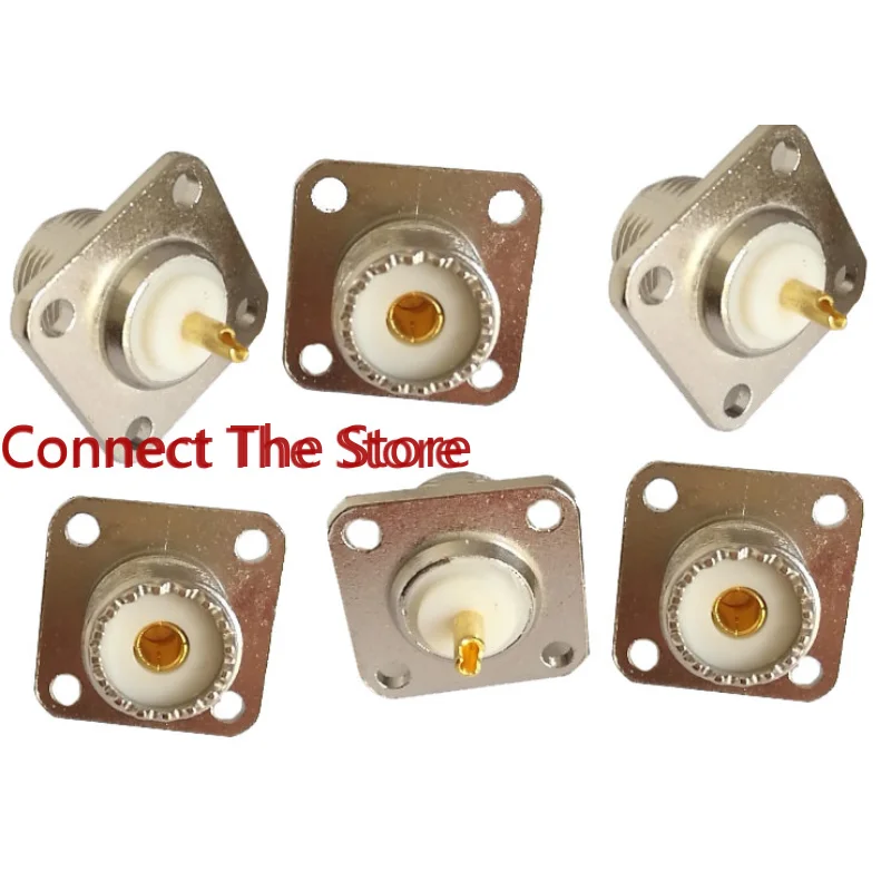 

4PCS White UHF Square Socket Welding Plate Of RF Coaxial Connector SO239 PL259