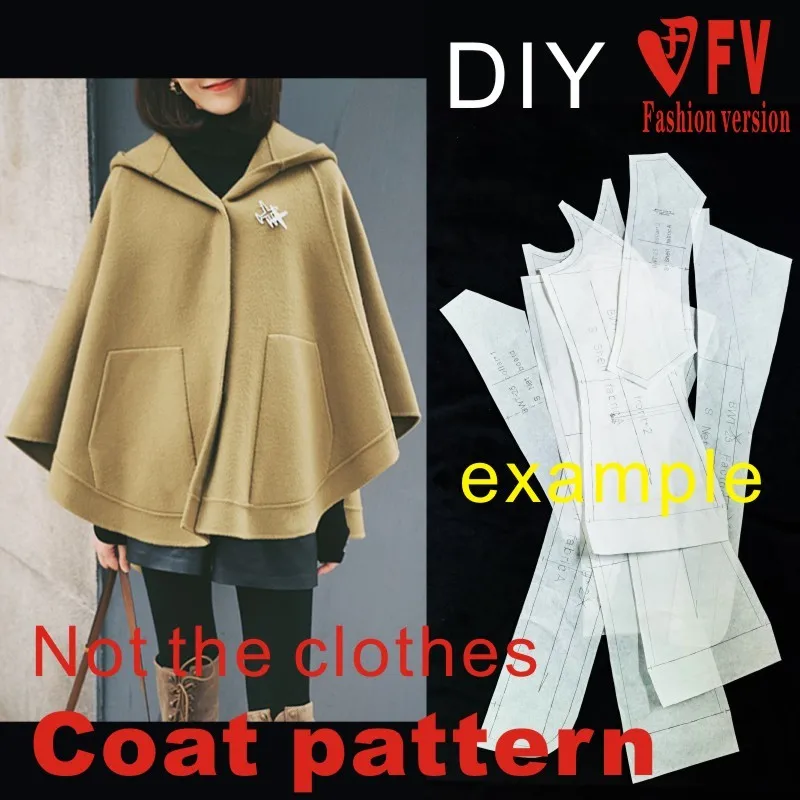 

Двухсторонний кашемировый плащ для женщин, женская куртка с капюшоном делая швейной рисунки BFY-245