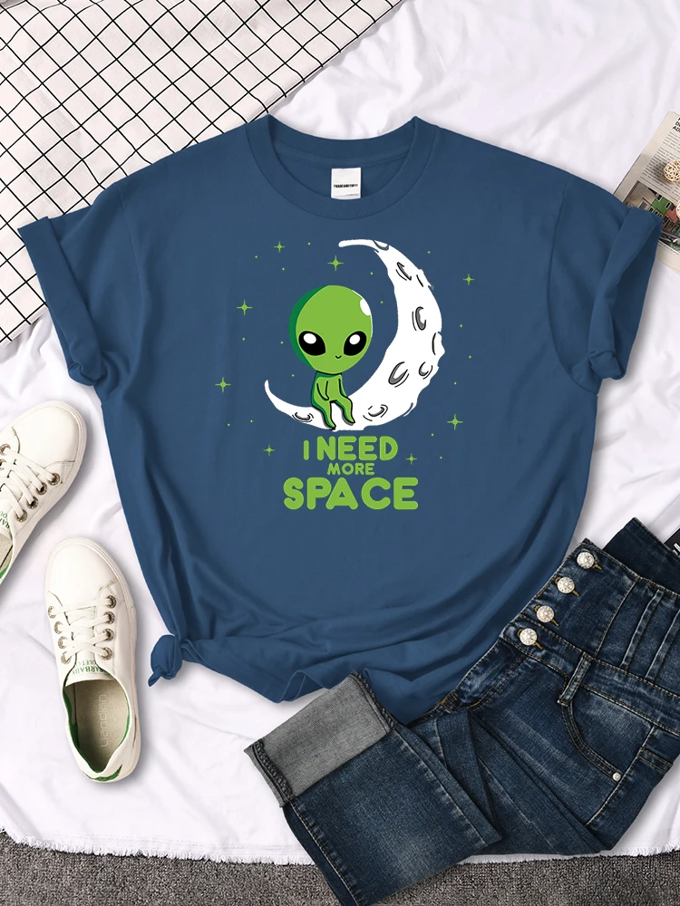 Женская футболка с надписью I Need More Space Green Alien топ мультяшным рисунком модная