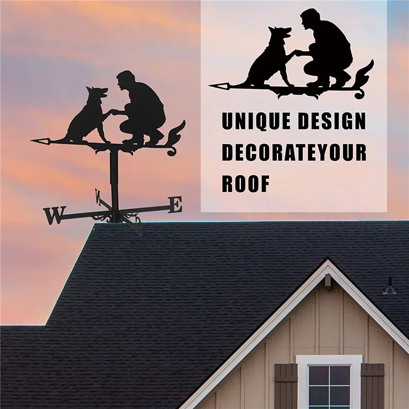 

Garden Weathervane Stainless Steel Roof Mount Weather Vane Yard Farm Wind Spinners Indicator Decorative Stakes