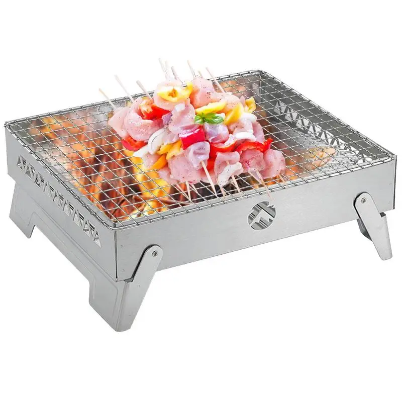 

Учебный инструмент для барбекю, складной гриль, уличный портативный утолщенный гриль для барбекю из нержавеющей стали с хранилищем для терки для пикника