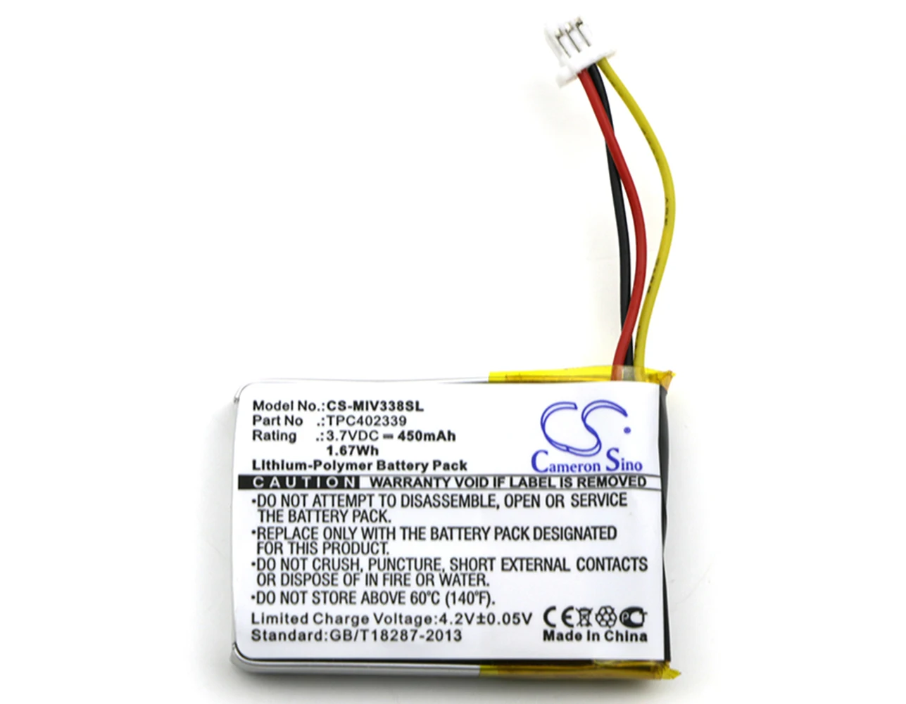 

Cameron Sino 450mA Battery for Mio Mivue 338, MiVue 358P, MiVue 366, MiVue 368, MiVue 388, MiVue 658p TPC402339