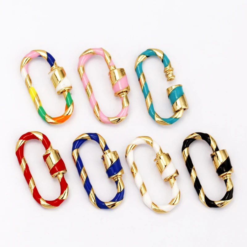 Зажим для бумаги овальный прямоугольный красочный розовый белый эмалированный