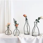 Металлическая ваза для цветов в эстетическом стиле, подставка для домашнего декора, винтажное украшение в скандинавском стиле для гостиной, минималистичный Настольный держатель для растений