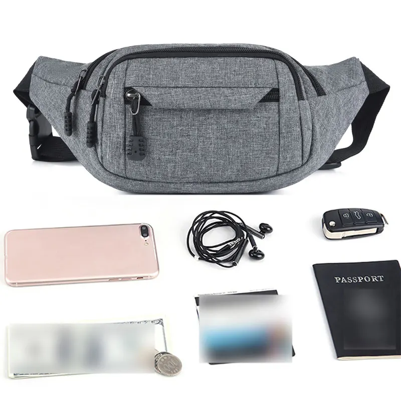 Fashion Waist Bag Waterproof Outdoor Sports Bag Canvas Pouch Travel Phone Bag Crossbody Bag Breast Package Casual Purse Wallet