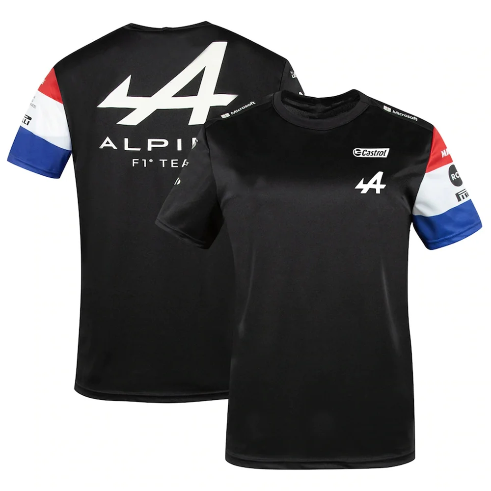 

Hot sale outdoor racing t-shirt men's blue 3D printing sleeve t-shirt loose and breathable sports team alpine F1 racing t-shirt