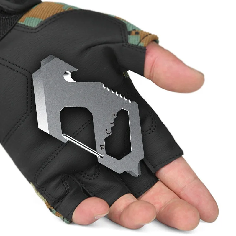 High Carbon Steel Multitool EDC Outdoor Multifuction Camping Survival Tools Portable Bottle Opener Key Carabiner Wrench