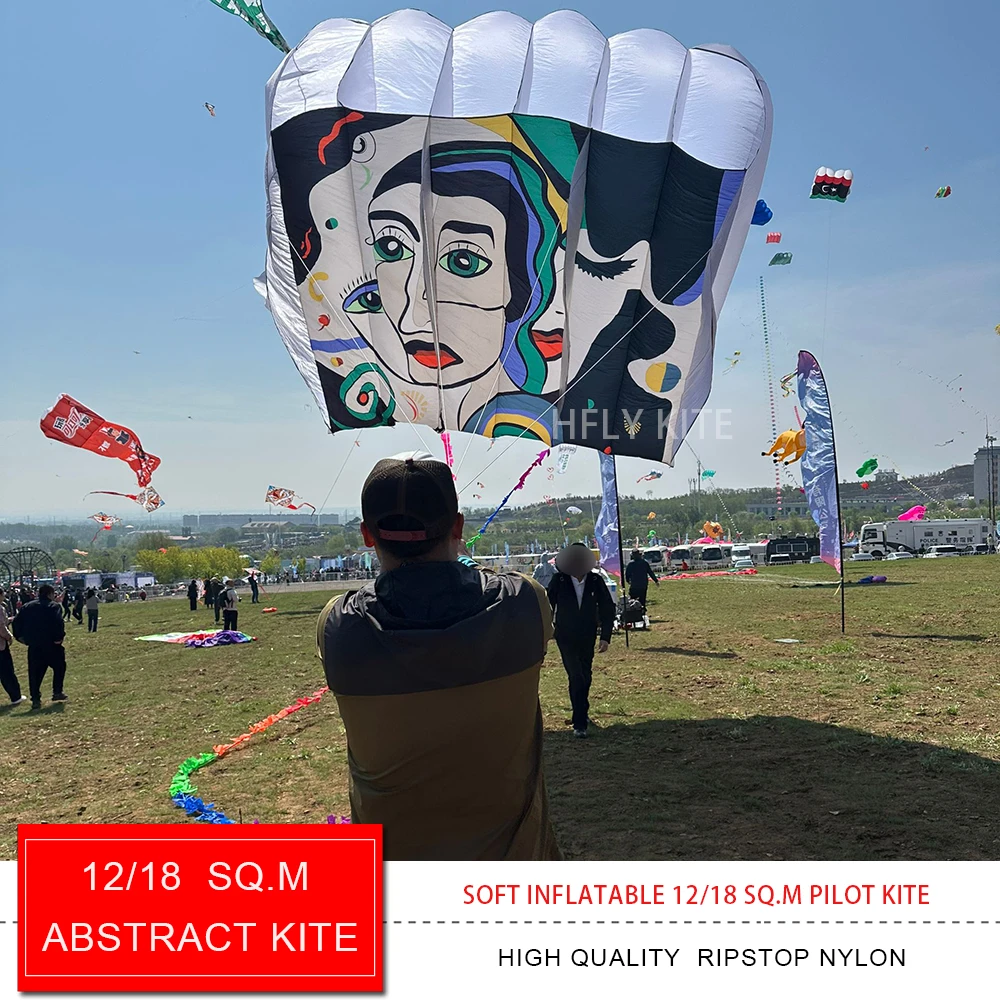 Фото HFLY Новое поступление, мягкий надувной 12/18 SQ.M, абстрактный пилотный змей для взрослых, высококачественные нейлоновые воздушные змеи Ripstop Show Lifter, тракторные змеи №3