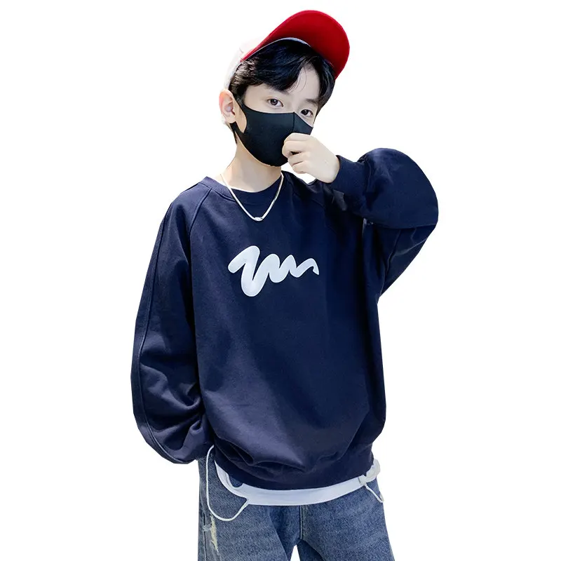 

MODX Fall Boys Cotton Sweatshirts Kids Teen White Navy Pullover Sport Tops Children Long Sleeve Clothes 6 7 8 10 12 13 14Years
