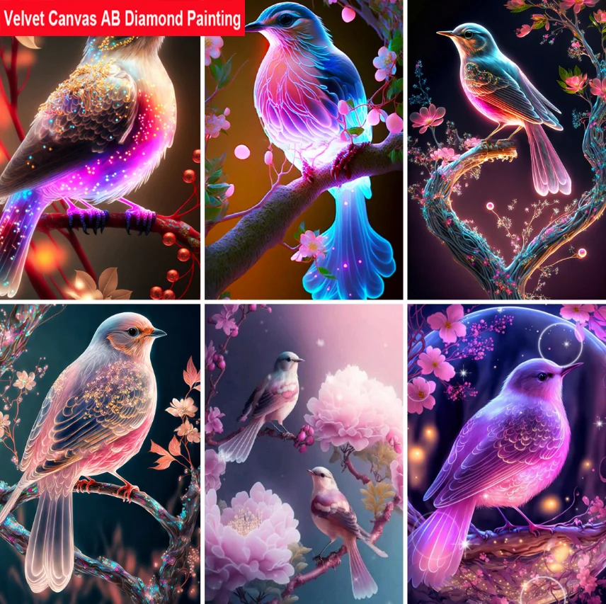 

5D DIY AB Velvet Canvas Diamond Painting Animal Bird Flower Rhinestone Embroidery Mosaic Art Picture Gift Home Decoration Gift