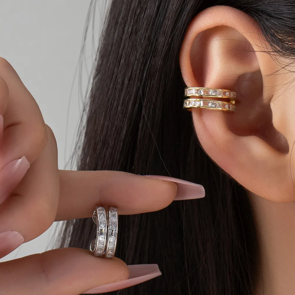 Клипсы-манжеты для ушей с фианитом