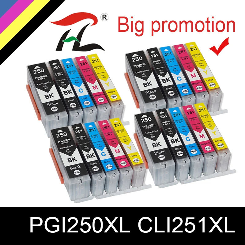 20PK PGI-250 CLI251 for canon MG6320 MG7120 MG7520 IP8720 refillable ink cartridge with ARC chip pgi250 pgi 250