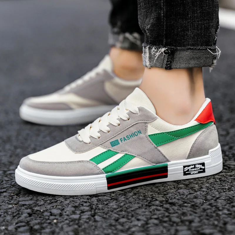 

Men's Casual Vulcanized Board Shoes Fashion Mesh Canvas Student Running Shoes Trend Breathable White Shoes
