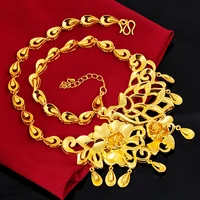 luxury 24k yellow plated phoenix flower necklace for women simple domineering pendant clavicle chain wedding anniversary gifts