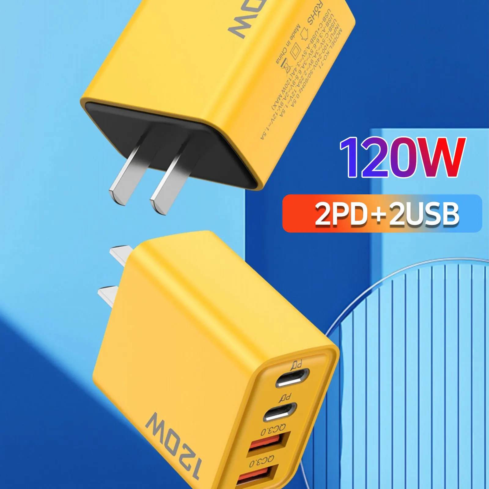 Фото Быстрое зарядное устройство типа C Quick Charge 3.0 120 Вт USB-адаптер для зарядного устройства для iPhone Samsung Xiaomi PD USB-зарядное устройство Вилка для быстрой зарядки №1