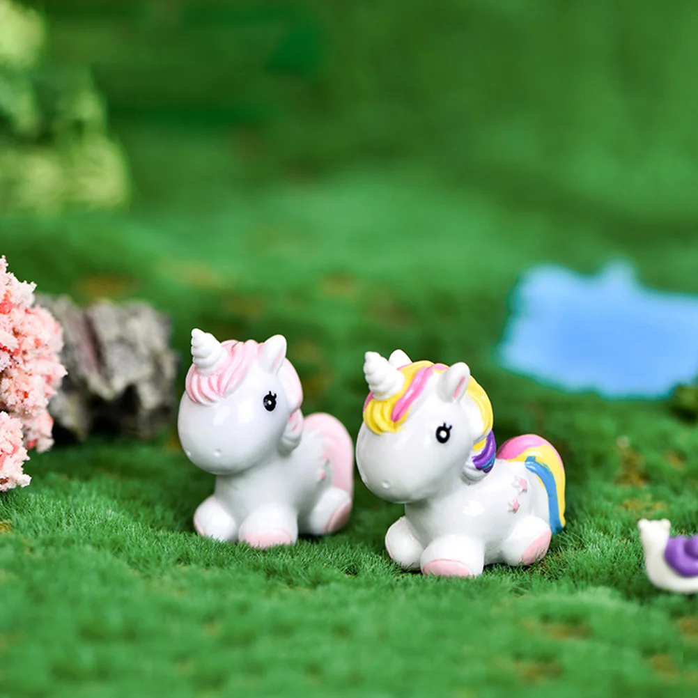 8 шт. единорог пейзаж маленькие фигурки животных бонсай ремесленные украшения из
