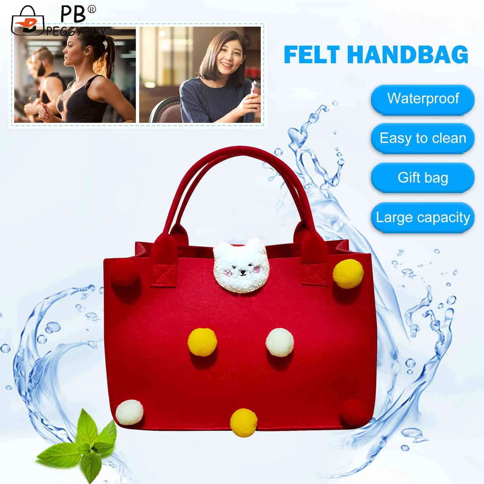 

Felt Handbag - Multifunctional Portable Organizers Tote Bags Shopping Bag for Nursery Toys Towels Cosmetics Makeup Storage Bag