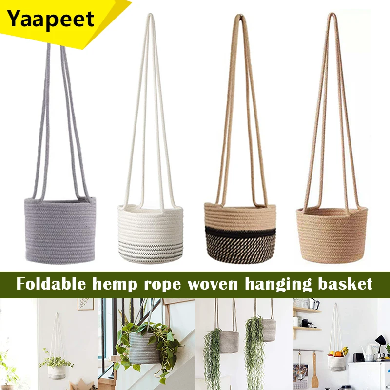 

Hand-Woven Hanging Flower Pot Versatile Indoor Plant Hanger Hanging Planter Basket for Decorative Use Kitchen Window Bedroom FU