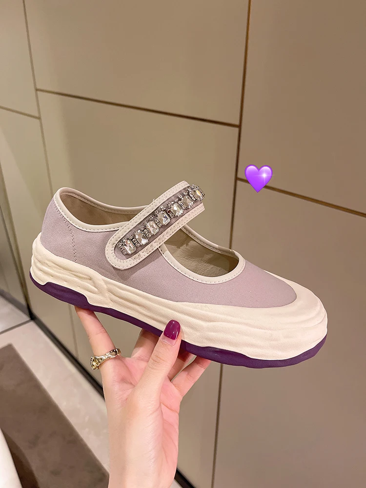 

Korean Shoes Clogs Platform Female Footwear Casual Sneaker Shallow Mouth Low Heels 2023 Creepers Retro Dress Summer Canvas Cotto