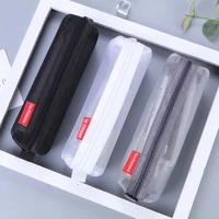 school mesh pencil cases simple transparent pen bag special stationery bag for student examination large capacity portable bag
