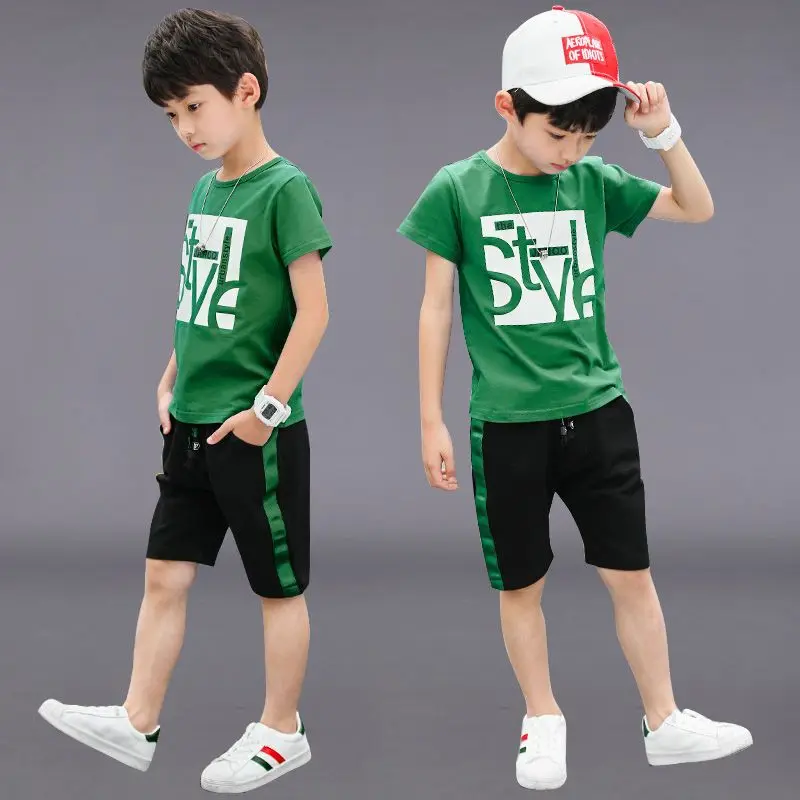 

Summer 2023 Boys Clothing Sets Sport Children T-Shirt + Pants 2PCS Hip Hop Set Streetwear Baby Kids Clothes Teen 6 8 10 12 Year