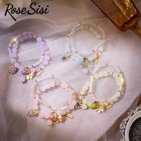 rose sisi japanese and korean version of the girl fresh and cute rabbit beaded bracelet for girl pendant crystal bracelets gift