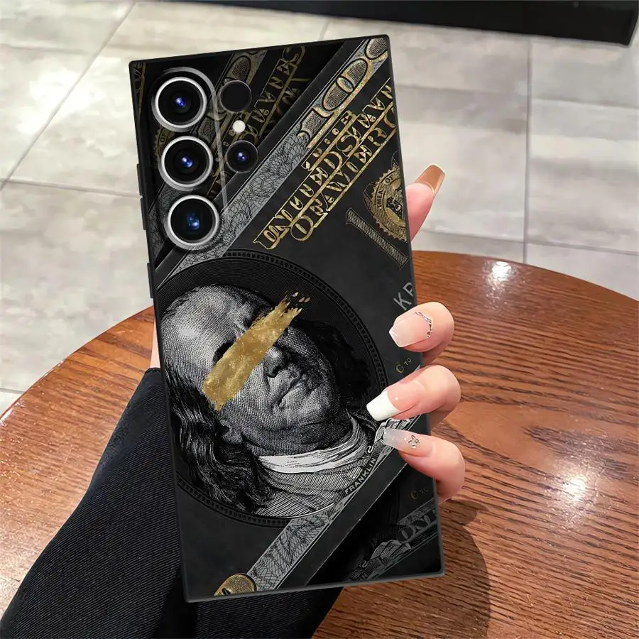 Фото Чехол Dollar Money для Samsung Galaxy A32 A23 A53 A41 A22 A52 A24 A55 A26 A72 A25 A71 A36 A51 A73 A35 Черный мягкий чехол для телефона №5