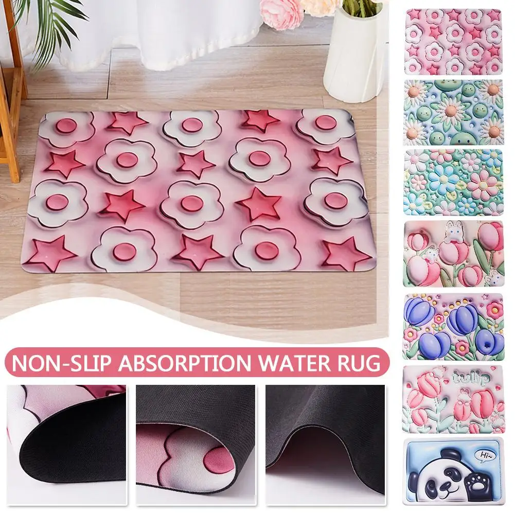 

3D Visual Bath Mat Non-slip Absorption Water Rug for Bathroom Creative Entrance Doormat Three-dimensional Floor Mat Home Decor