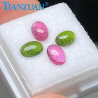 red color green color oval shape cabochon cut natural tourmaline for diy jewelry making loose gem stone