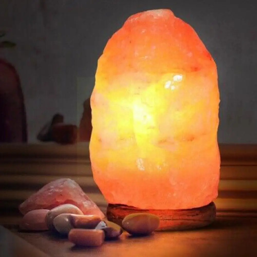 

House Natural Hand Carved Usb Wooden Base Himalayan Night Air Rock Light Dimmer Purifier Salt Night Light Crystal Switch J7h7