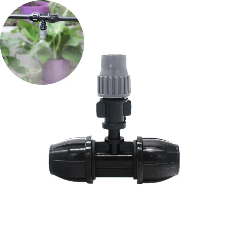

10pcs Grey Adjustable Atomizing Micro Sprinkler With 3/8"Lock Tee Garden Spray Roof Cooling Sprinkler Garden Flower Watering